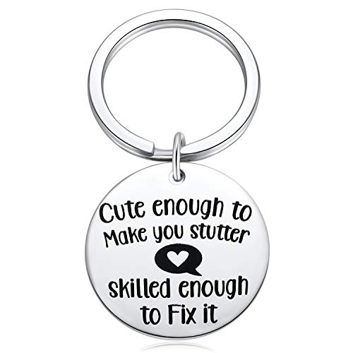 Designs Speech Therapist Keyring Speech Pathology Gifts SLP Gifts For Speech Language Pathologist Keychain - Cute Enough to Make You Stutter, Skilled Enough to Fix It Keychain
