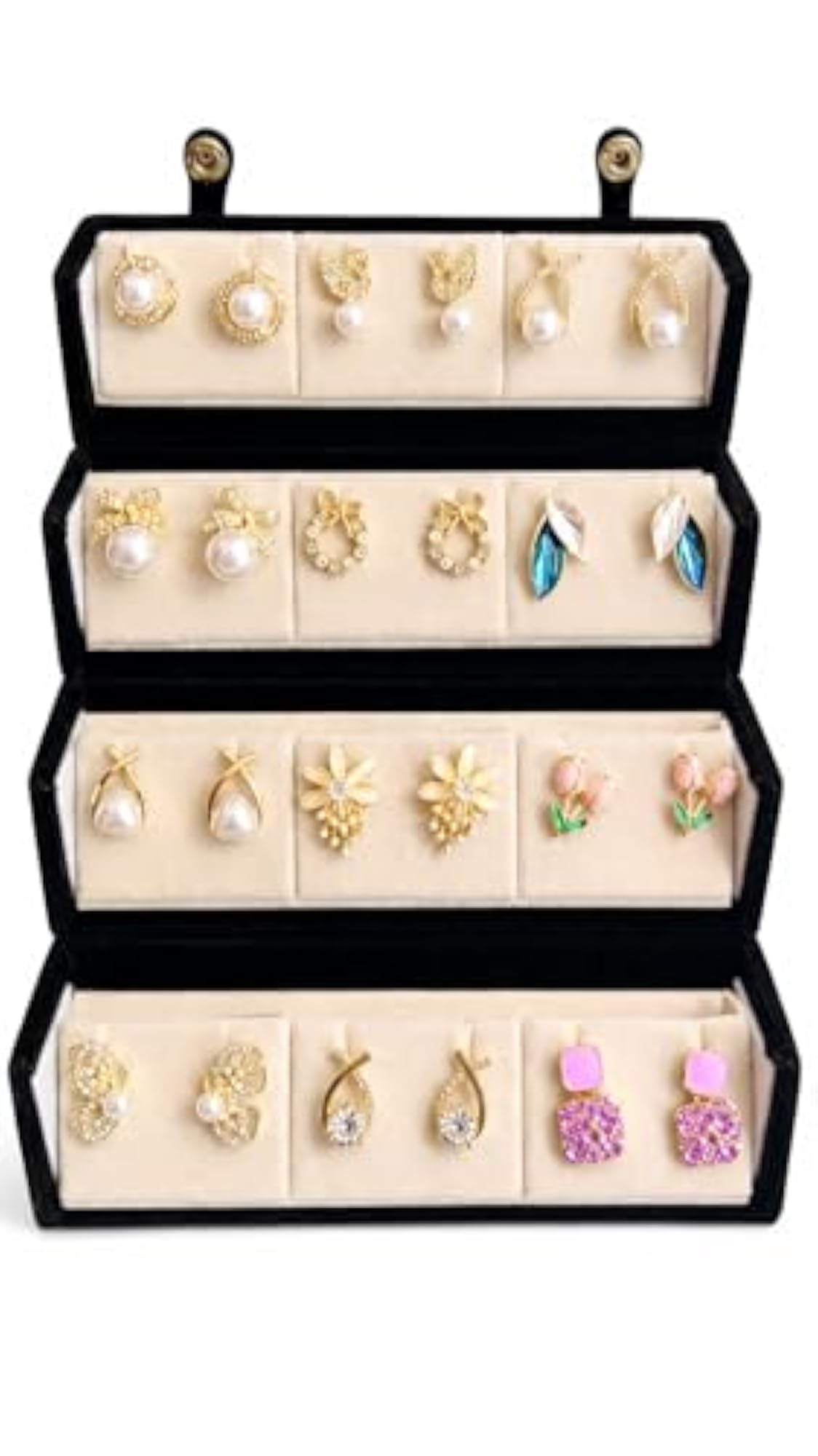 Velvet Earring Storage Case, Foldable Travel Jewelry Box