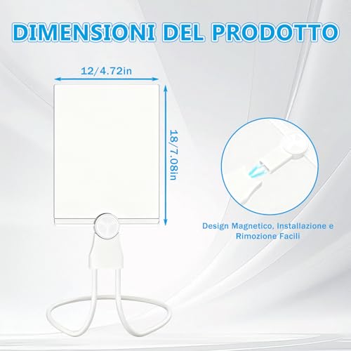 Lente Di Ingrandimento Da Collo MagnéTica - 2X Lente Per Lettura Anziani, 180X120Mm Grande, Collo Di Cigno Flessibile Per Uso A Mano Libera, Sul Tavolo O Al Collo, Alta Trasparenza Lente In Acrilico - 3