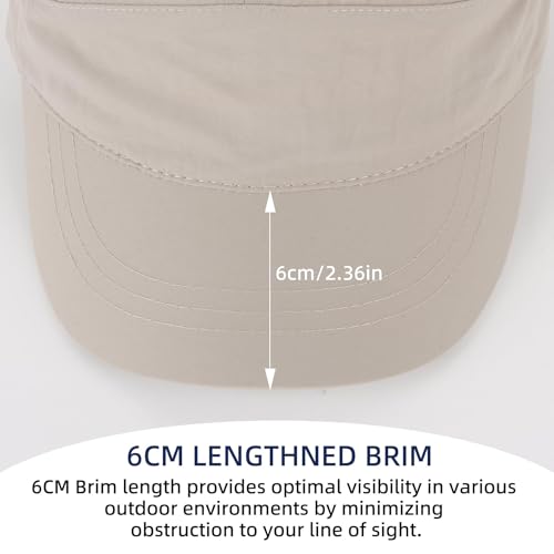 Image of Quick Dry Military Hats for Men - Army Cadet Patrol Cap Short Brim Flat Top Hat Summer Breathable Adjustable