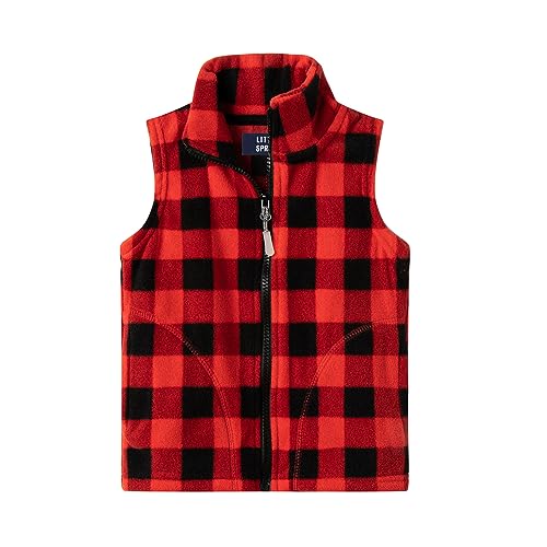 Image of LittleSpring Boys Girls Fleece Vest Sleeveless Jacket Full-Zip Fall Winter Warm Outerwear
