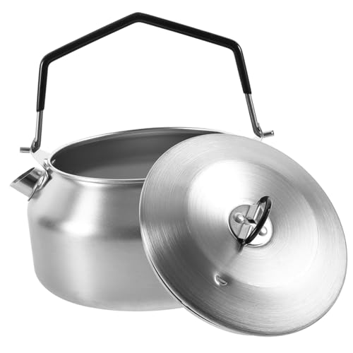 FUNOMOCYA Sturdy 304 Stainless Steel Camping Tea Kettle Portable Outdoor Water Pot for Cooking Easy to Clean