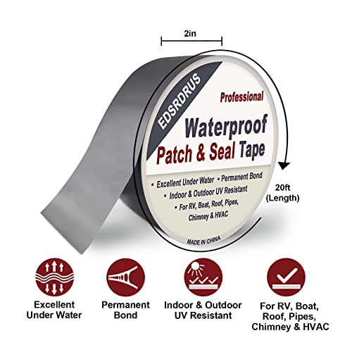 Edsrdrus Rv Roof Tape Grey 2 Inch X 20 Ft Rv Sealant Tape, Waterproof & Uv Resistant Permanent Rv Repair Tape For Repairing Roofs, Pipes, Gutter, Deck Fittings #TOP1