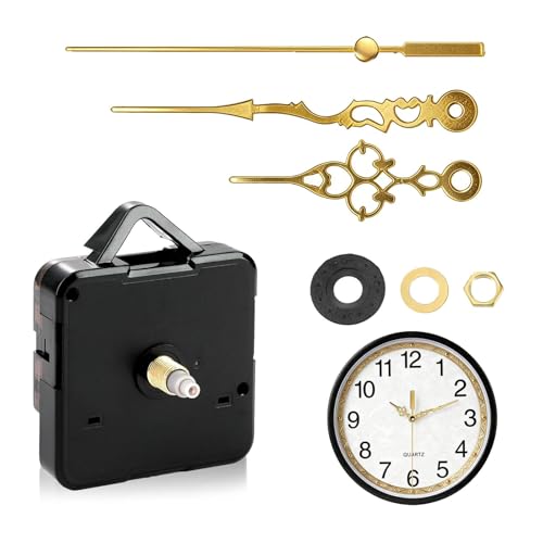 Mouvement Mécanisme Horloges, 24MM Mecanisme Horloge Murale, Mouvement Mécanique pour Réparation et DIY, Comprend Aiguilles pour Heures, Minutes, Secondes, pour Maison, Bureau, École - Noir (doré)