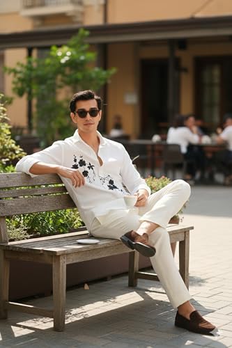 Image of Lymio Men Shirt | Premium Embroidered Shirt for Men | Long Sleeve Slim Fit Casual Shirts for Men | Trendy Wedding & Festive Ready (Packs Also Available) (01-04)