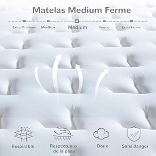 Lynnbery Matelas Hybride à Ressorts Ensachés Indépendants & Mousse à Mémoire, 140x190cm (Épaisseur 25cm), Confort Mi-Ferme, Respirant Hypoallergénique, Ergonomique et Silencieux