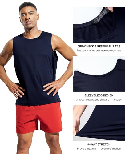 Image of MIER Men's Sleeveless Tank Top Dry Fit Workout Muscle Tee Shirt for Running Athletic Gym Sports Training, Moisture Wicking