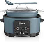 Ninja Foodi PossibleCooker, 8-in-1 Slow Cooker with Removable Non-Stick Pot, Steaming Rack, Integrated Spoon & Glass Lid, Slow Cook, Sear, Braise, Steam & more, 8 Portions, 8L, Sea Salt Grey MC1001UK