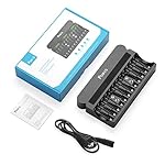 POWXS Rechargeable AA AAA 9V Battery Charger with 1800mA High-Speed, 12 Bay Independent Battery Charger for 1.2V Ni-MH…