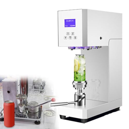 GESAIDES Selladora Automática de latas Comerciales, Máquina para Cerrar latas de Refresco, con Altura Ajustable, Selladora Eléctrica para latas de Cerveza de Plástico y Aluminio.,White