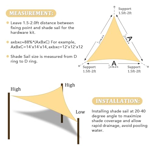 Shade&Beyond Triangle Sun Shade Sail 16'X16'X16' Permeable Canopy Sand for Patio Garden Yard Deck Pergola (We Make Custom Size) by Shade&Beyond - Image 6
