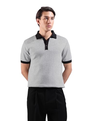 Polo en tricot plat texturé confortable pour homme noir XXL