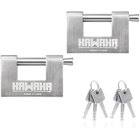 KAWAHA Stainless Steel D-Shaped Padlock 2 Pack Cover