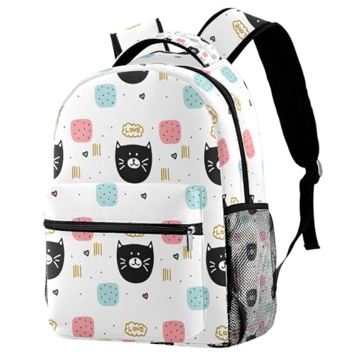 Sac à dos d'école grand volume chat pour adolescent et fille adepte de voyage