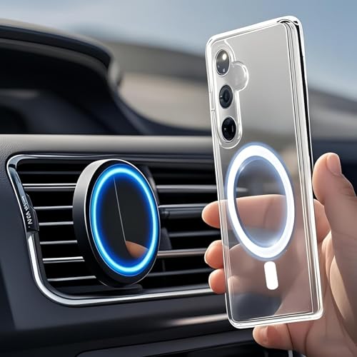 Image of DIZORO Magnetic for Samsung Galaxy S24 5G Case Clear [Compatible with MagSafe][Anti-Yellowing][Built-in 4 Airbags][Military Grade Protection][Shockproof Slim] S24 Phone Back Cover (Transparent)