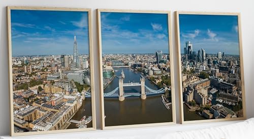 Eviepops Prints City of London Set of 3 Unframed Prints, Panorami...