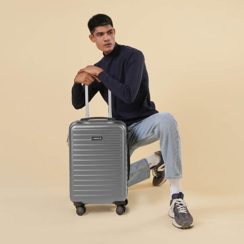 Image of THE ASSEMBLY Hard-Sided Medium Check in 24 Inches & Cabin Luggage 20 Inches Polycarbonate Set of 2 - Premium Trolley Bags- Grey