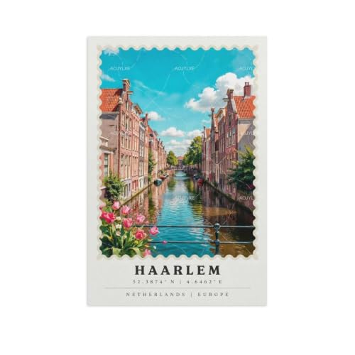 Haarlem poster mural vintage 60x90cm grand paysage esthétique