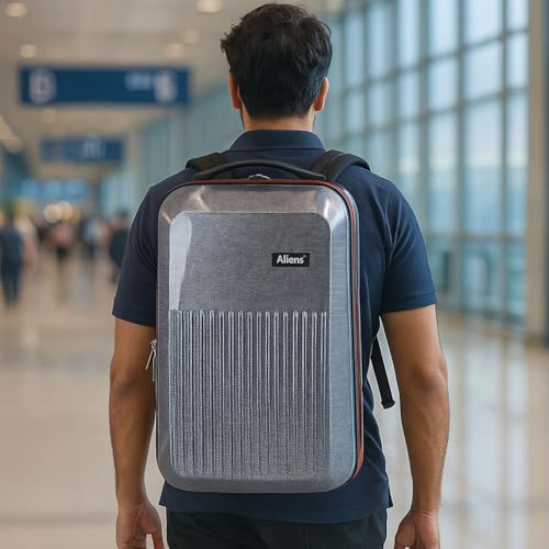 Image of Tukzer Hard Shell Laptop Travel Backpack Aliens Series-Polycarbonate Material with 7 Multi-utility Compartments for Laptops up to 15.6 inch,Tablets, ipad, smartphones,powerbank,HDD for Office & travel-RED