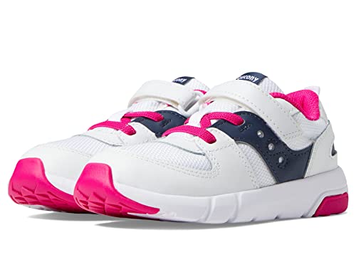 Saucony Jazz Lite 2.0 Sneaker, White/Navy/Pink, 5 Wide US Unisex Little_Kid - image 1