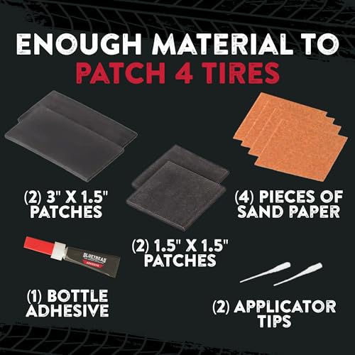 GlueTread External Patch Kit - for Tubeless Tires - No Need to Remove Tire - Kit Includes Enough Material to Patch 4 Tires