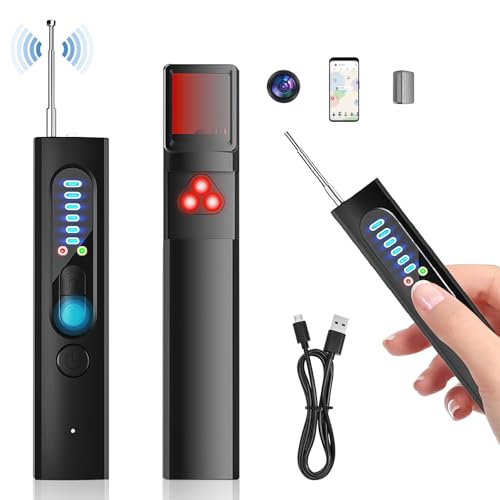 comeder Detector de Cámaras Microfonos Ocultas, Detector de Señales RF, Detector Anti Espía para GPS Tracker y Cámaras Inalámbricas para Hotel Hogar Oficina Viajes