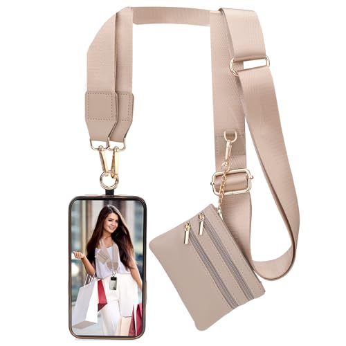 Image of XANGNIER Clip and Go Strap for Phone with Wallet Crossbody, Phone Strap with Zippered Wallet, Adjustable Anti Theft Cellphone Lanyard for Women, Cellphone Chain Accessories,Multicolor 7