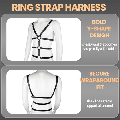 Men's PU Leather Chest Harness Belt, Adjustable Punk Style Body Belt for Muscle Show, Shoulder Strap Costume for Festival, Clubwear, Cosplay Fashion Outfit X0213