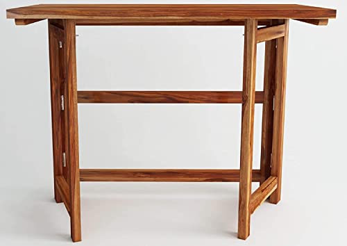 Image of Solid Wood Folding Study Table Laptop Computer Pc Writing Foldable Desk for Home & Office Space Saving Sleek Design (Teak Finish 1, Standard)