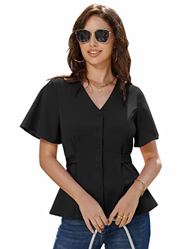 GRACE KARIN Bluse Damen Sommer Casual Glockenärmel Boho Top...