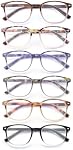 JM Reading Glasses for Women with Spring Hinge Square Reader Glasses Ladies | One Piece Nose Pads,Mix Color