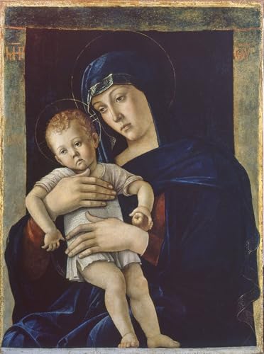 Lienzo de Virgen con Niño 60x90cm Pintura de Famoso Artista con Acabado Galería