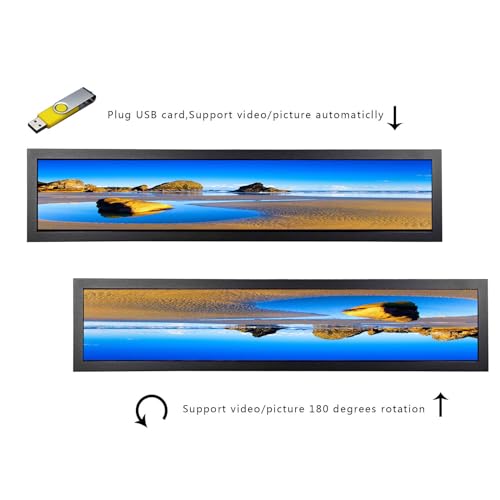 Image of VSDISPLAY 28'' Long Stretched Bar LCD Screen Monitor with USB /H /D Input | 1920x360 IPS Display for Gaming Marquee Cabinet,Store Shelf Advertising,Digital Signage