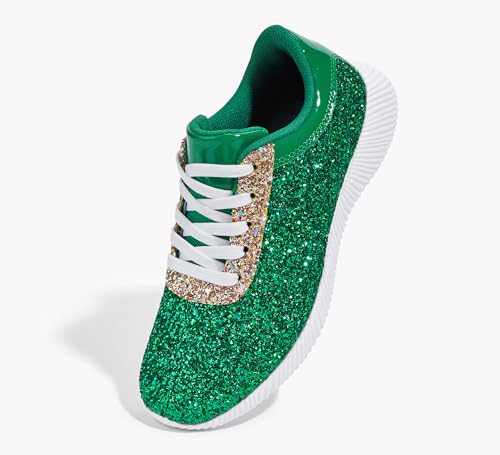 Image of BELOS Women's Glitter Shoes Sparkly Lightweight Metallic Sequins Tennis Shoes Casual Retro Braided Walking Shoes