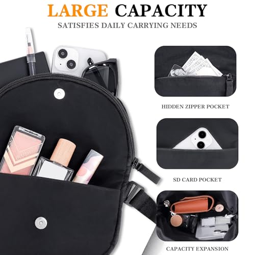 Rancco Crescent Bag Shoulder Bag for Women Men, Fashion Nylon Folding Crossbody Bag with Adjustable Strap, Lightweight Shoulder Bags with Inner Pocket For Outdoors Travel Work3