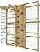 Avenlur Walnut 9-in-1 Swedish Ladder Wall Gym Set - 78.8 Inches - Trapeze Swing, Rope Ladder, Rock Wall, Rope Wall, Rock Ramp Climber, Slide, Pull-up Bar, Ladder and Swing