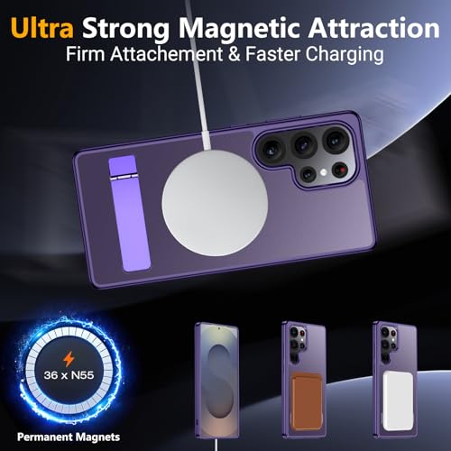 Image of SPIDERCASE Magnetic for Samsung Galaxy S25 Ultra Case, [3 Stand Ways][ Military Grade Drop Protection] with Invisible Kickstand Slim Phone Case for S25 Ultra 6.9'', Purple