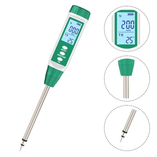 Probador digital NPK de suelo, analizador de nitrógeno y fósforo y potasio con retroiluminación LCD y sensor de temperatura para monitoreo preciso de la salud de las plantas de jardinería y