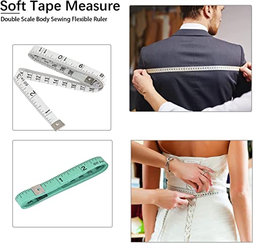 6 Pack Tape Measure Body Measuring Tape For Fabric Sewing Tailor Cloth Knitting Craft Vinyl Home Weight Loss, Soft Retractable Double Scales Rulers For Body Measurements，60 Inch, 150Cm #TOP3