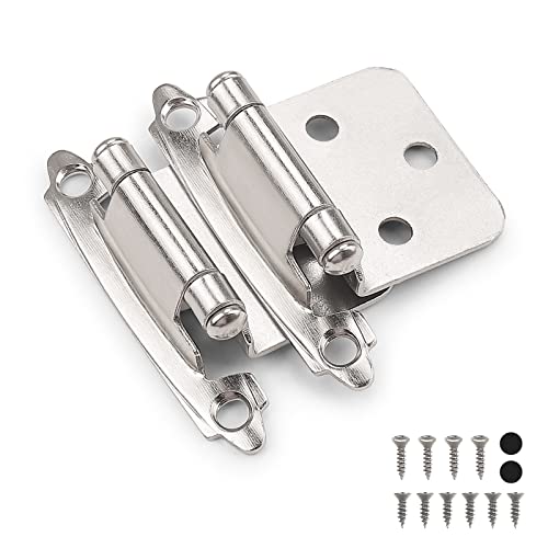 Knobelite Variable Overlay Cabinet Hinge, 5 Pair (10 Units) Satin Nickel Finish Self-Closing Decorative Kitchen Cabinet Hinges Flush Mount, Face Mount For Variable Overlay Kitchen Cabinet Doors #TOP18
