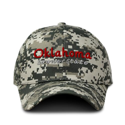Camo Baseball Cap Oklahoma Sooner State Style B Cotton Hunting Dad Hats for Men & Women Pixel Camo