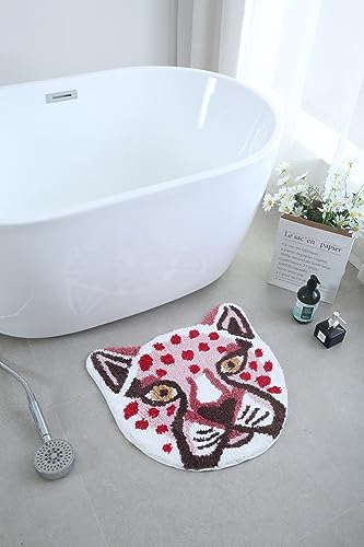 Wildlife Lion Tiger Head Design Small Rug For Bathroom,Bedroom,Home Decor Area Rug,Small Carpet,Pet Mat, (Pink Cheetah) #TOP3