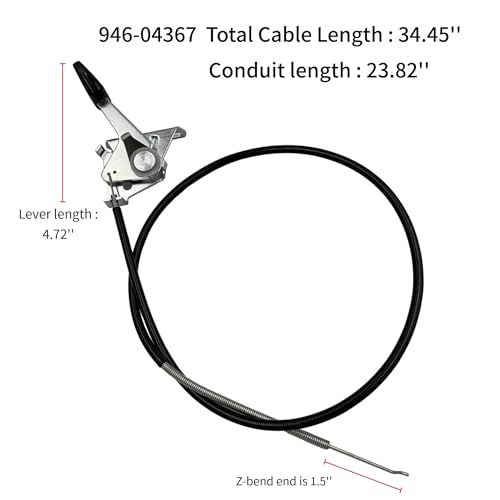GardenP+ 946-04367A Throttle Cable Fits MTD CLT42H CLT46CVT T1000-LT2500, Yard-Man Craftsman Troy-Bilt Tuffy Husky Murray Pony Bronco Tractor, OEM 946-04367,746-04367,746-04367A; Length 34.45 inches by GardenP+ - Image 2