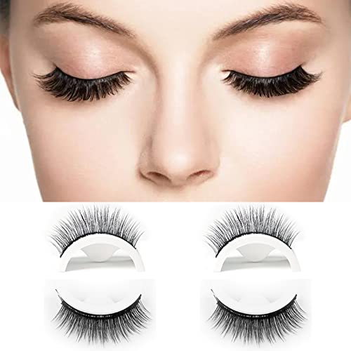 Wiederverwendbare selbstklebende falsche Wimpern kein Kleber oder Eyeliner Wimpern einfach anzubringen rutschfest wasserdicht selbstklebend falsche Wimpern perfektes Geschenk für Frauen 2 Paar (F03) Cover