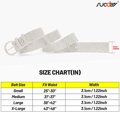Suosdey Soft Women Rhinestone Belt Bling Studded Leather Belt For Jeans Dresses #TOP4