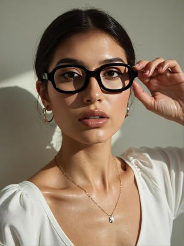 Dollger Oval Blue Light Glasses for Woman Men Vintage oversized Fashion 90s Big Retro BlueLight Blocking Eyeglasses Black Frame - Image 4