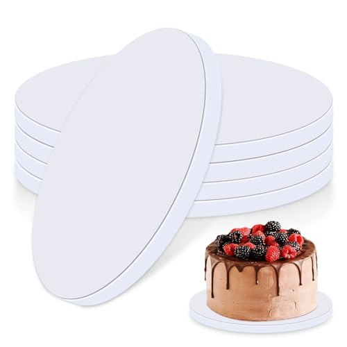 5 Pièces Support Gateau Rond 25 cm, Plateau Gateau 25 cm x 12 mm, Support a Gateau en Carton Réutilisable pour Gâteaux, Plat à Gâteau Rond pour Gâteaux et Desserts de 6-9 Pouces
