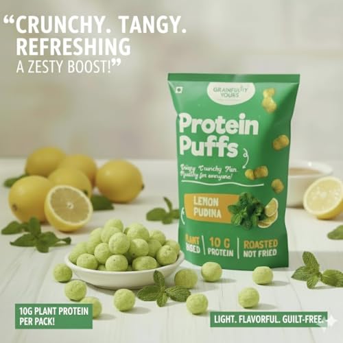 Image of Grainfully Yours Healthy Protein Snack & Breakfast Combo - Protein Puffs Lemon Pudina, Cheesy Tomato & Adai Mix, Plant-Based, High Protein, Roasted Snacks & Traditional Millet Mix, No Preservatives