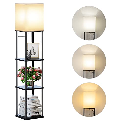 SUNMORY Lampa stojąca, 3 temperatury barwowe, z żarówką Led, dekoracja stojąca do salonu, sypialni, gabinetu, biura, czarna lampa podłogowa