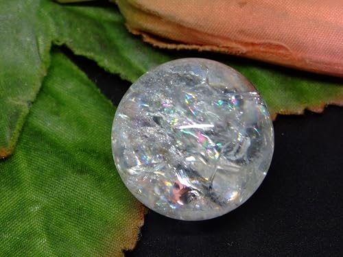 g3-291A 虹入り 水晶球 25mm 1粒売り 天然サシ、ミスト、クラック入り 水晶 クリスタル クォーツ 丸玉 穴なし ブラジル産 天然石 パワーストーン